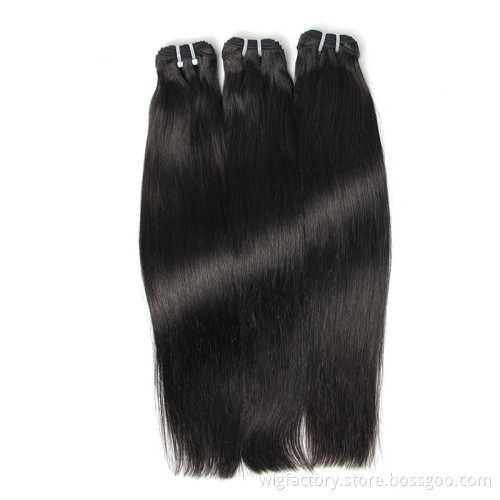 Factory wholesale bone straight double drawn hair, thick bottom double drawn human hair, remy bone straight human hair